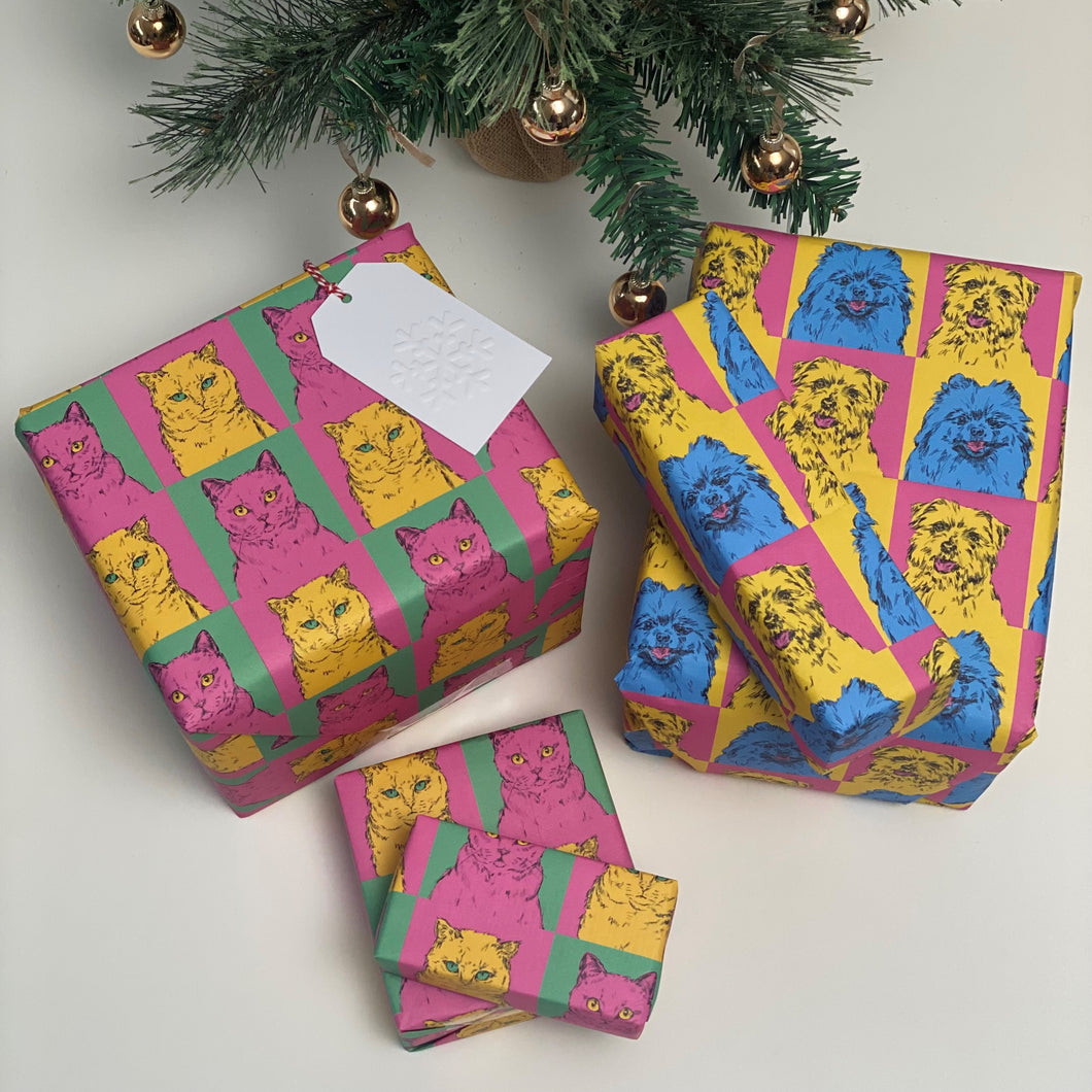 4 Pet Refuge x Evie Kemp wrapping paper sheets - Cat & Dog